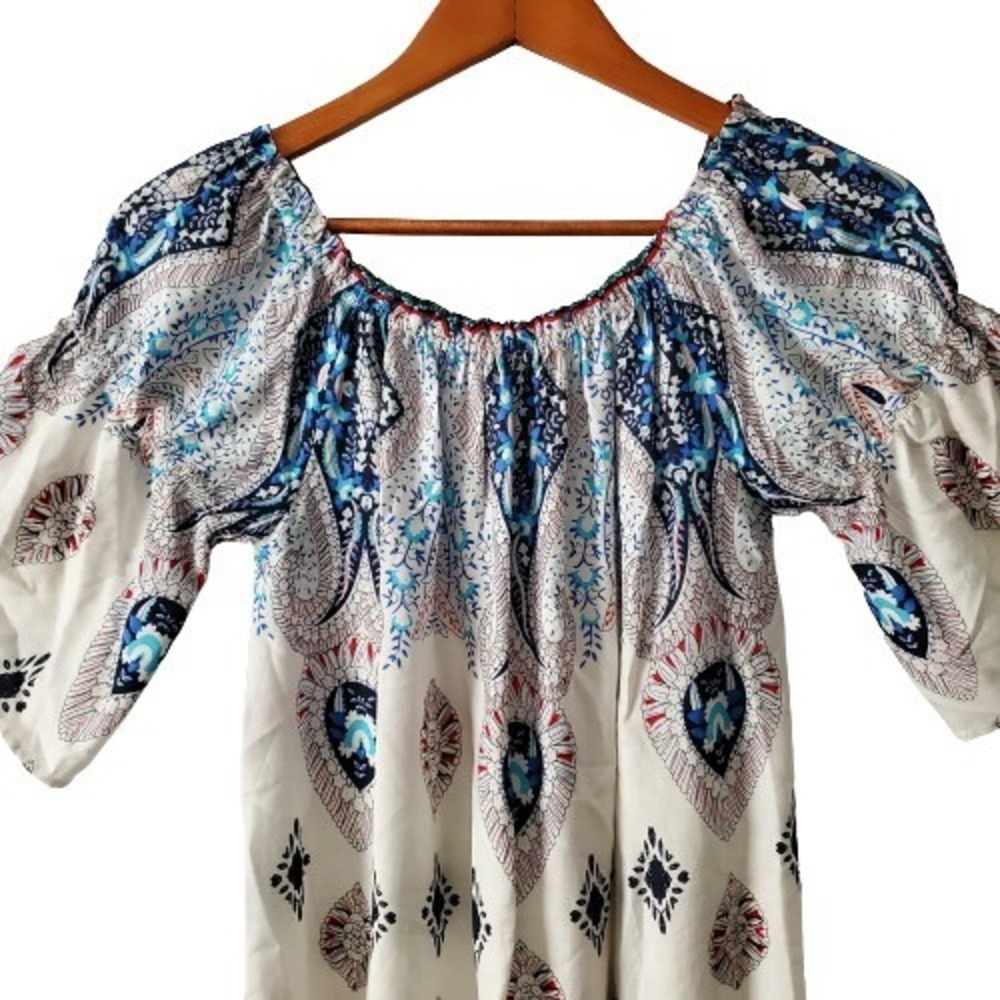 UMGEE Women's Floral Bell Sleeves Off-Shoulder Tunic Mini Dress Size Small - Picture 4 of 13